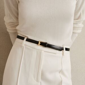 Reiss Skinny Black Leather Belt SMALL